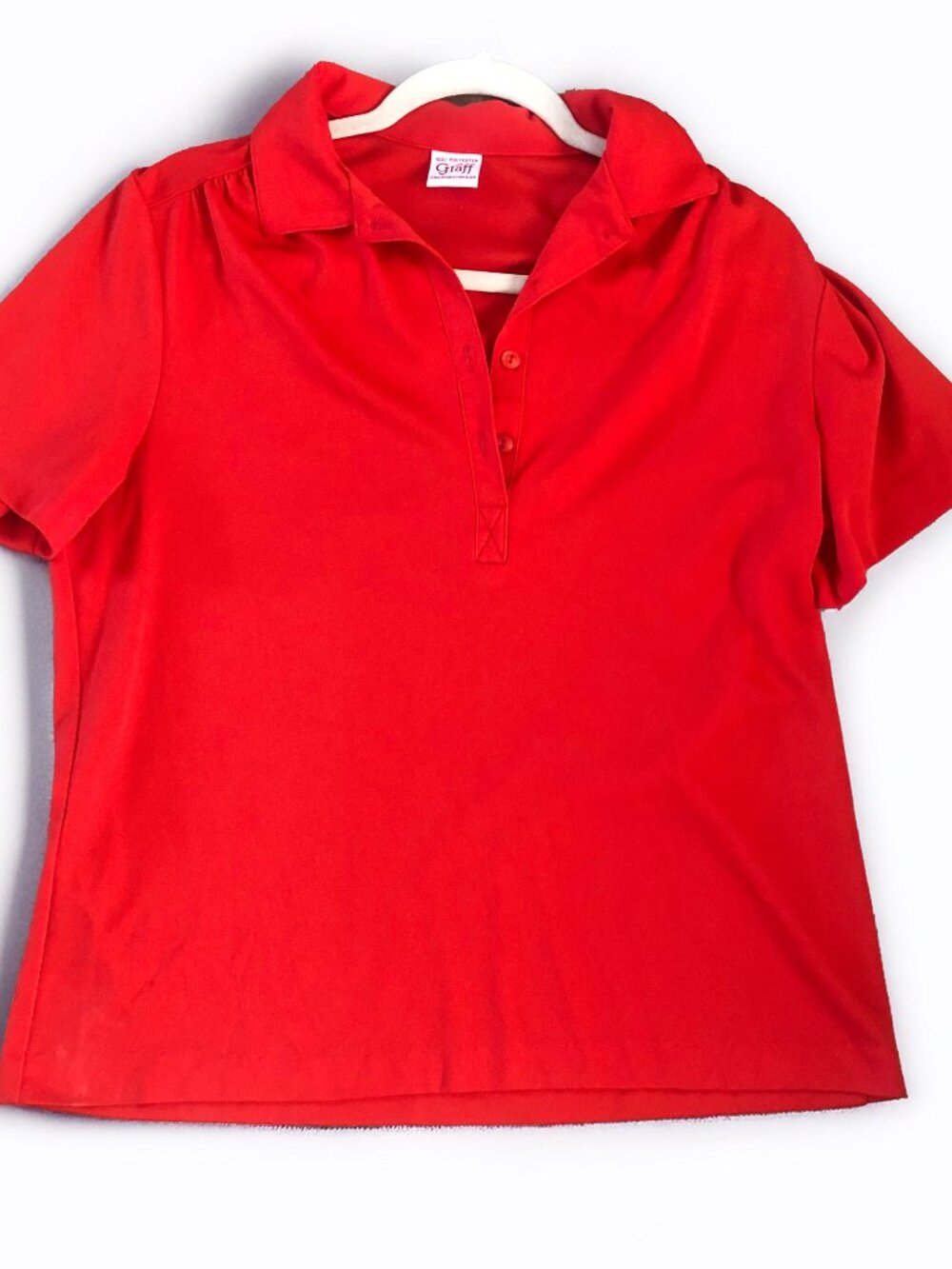 1970'S VINTAGE RED GRAFF POLYESTER SHIRT